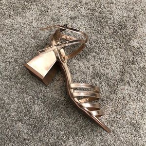 Rose gold heeled sandals